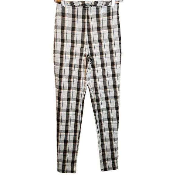Express High Waist Plaid Leggings sz XS - Picture 1 of 5